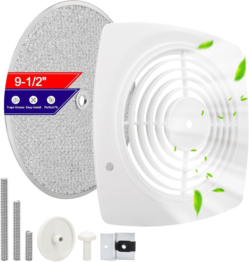 EJVFN 97011727 Bathroom Exhaust Fan Cover Replacement, S97011727 Kitchen Exhaust Fan Cover, 11.5" x 11.5" Wall Ventilation Fan Grille with S99010042 Kitchen Exhaust Fan Filter – Fits 509S-C - Image 1